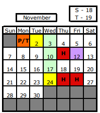 District School Academic Calendar for Matheny-withrow Elem Sch for November 2021
