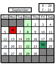 District School Academic Calendar for Dubois Elem School for September 2021