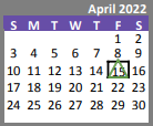 District School Academic Calendar for Mark Twain ELEM. for April 2022