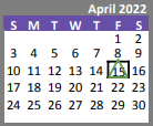 District School Academic Calendar for Sequiota ELEM. for April 2022
