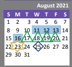 District School Academic Calendar for Hillcrest High for August 2021