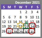 District School Academic Calendar for Hillcrest High for December 2021