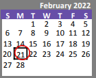 District School Academic Calendar for Robberson ELEM. for February 2022