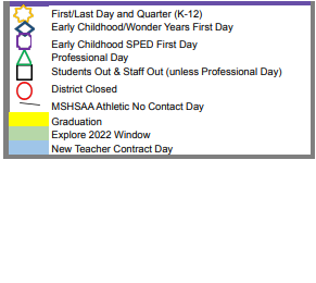 District School Academic Calendar Legend for Bailey Educational CTR.