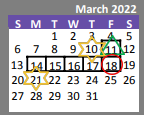 District School Academic Calendar for Weller ELEM. for March 2022