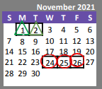 District School Academic Calendar for Sequiota ELEM. for November 2021