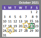 District School Academic Calendar for Sequiota ELEM. for October 2021