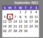 District School Academic Calendar for Juvenile Justice CTR. for September 2021