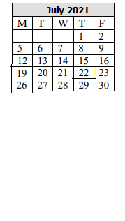 District School Academic Calendar for Hiram L Dorman for July 2021