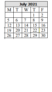 District School Academic Calendar for Arthur T Talmadge for July 2021