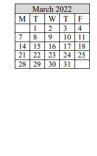 District School Academic Calendar for Milton Bradley School for March 2022