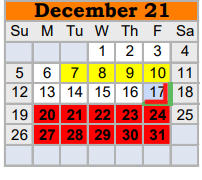 District School Academic Calendar for Springtown Intermediate School for December 2021
