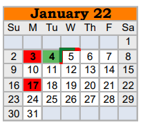 District School Academic Calendar for Springtown Reno Elementary for January 2022
