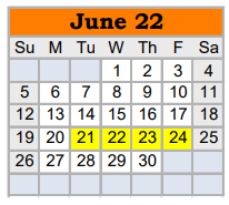 District School Academic Calendar for Springtown H S for June 2022