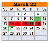 District School Academic Calendar for Springtown Watson El for March 2022