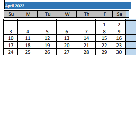 District School Academic Calendar for Woerner ELEM. for April 2022