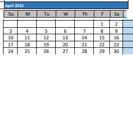 District School Academic Calendar for Mitchell ELEM. for April 2022