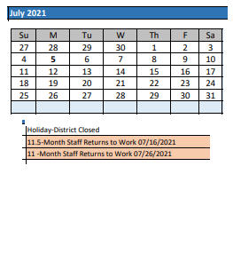 District School Academic Calendar for Stevens Middle Community ED. for July 2021