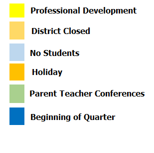 District School Academic Calendar Legend for Shenandoah ELEM.