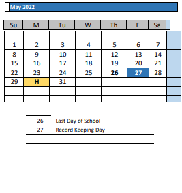 District School Academic Calendar for Adams ELEM. for May 2022