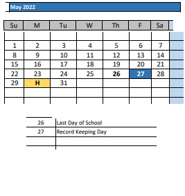 District School Academic Calendar for Dewey SCH.-INTERNAT'L. Studies for May 2022