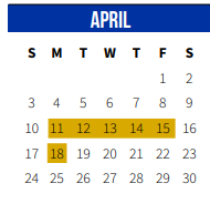 District School Academic Calendar for Whispering Forest Elementary School for April 2022