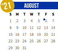 District School Academic Calendar for Boyet Junior High School for August 2021