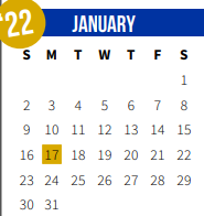 District School Academic Calendar for Lee Road Junior High School for January 2022