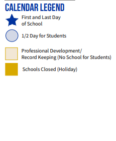 District School Academic Calendar Legend for ST. Tammany Junior High School