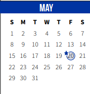 District School Academic Calendar for Operation Jumpstart Alternative School for May 2022