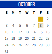District School Academic Calendar for Slidell Junior High School for October 2021