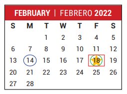 District School Academic Calendar for Fort Bent Co Alter for February 2022