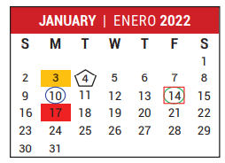 District School Academic Calendar for Stafford Elementary School for January 2022