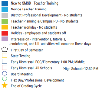 District School Academic Calendar Legend for Stafford Middle School