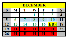 District School Academic Calendar for Oliver Elementary for December 2021