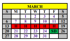 District School Academic Calendar for Stamford Middle School for March 2022
