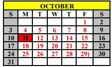 District School Academic Calendar for Stamford Middle School for October 2021