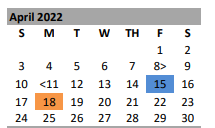 District School Academic Calendar for Stanton Elementary for April 2022