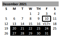 District School Academic Calendar for Stanton High School for December 2021