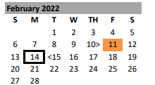 District School Academic Calendar for Stanton High School for February 2022