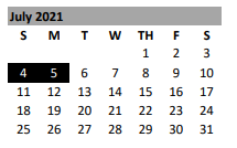 District School Academic Calendar for Stanton High School for July 2021