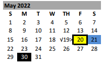 District School Academic Calendar for Stanton Elementary for May 2022