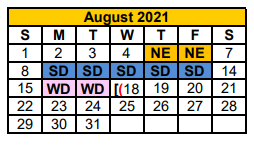 District School Academic Calendar for Central Elementary for August 2021