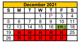 District School Academic Calendar for Stephenville J H for December 2021