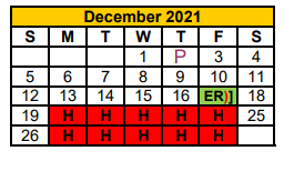 District School Academic Calendar for Central Elementary for December 2021