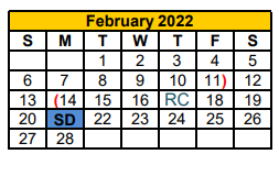 District School Academic Calendar for Stephenville J H for February 2022