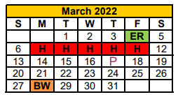 District School Academic Calendar for Central Elementary for March 2022