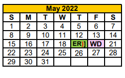 District School Academic Calendar for Stephenville J H for May 2022