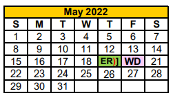 District School Academic Calendar for Central Elementary for May 2022