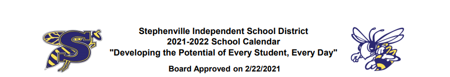 District School Academic Calendar for Stephenville J H